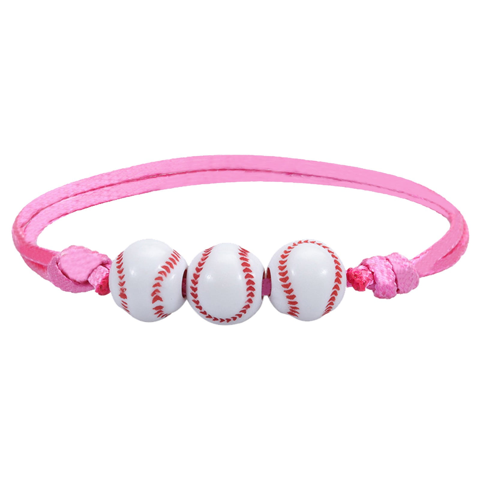 Lot 2 NEW Girls Pink FRIENDSHIP BRACELET Beads Baseballs SPORTS Multi-Color  1