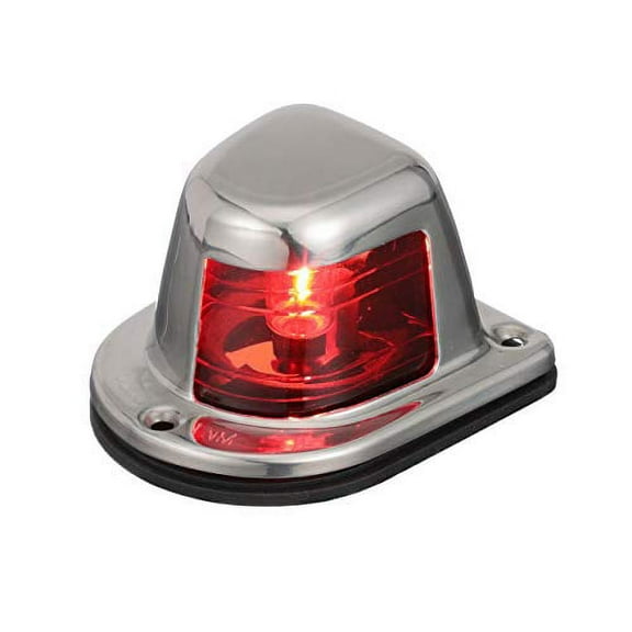 attwood 66319R7 Red Incandescent Sidelight - Deck Mount 1-Mile and 112.5-Degree Light Visibility Stainless Steel Housing