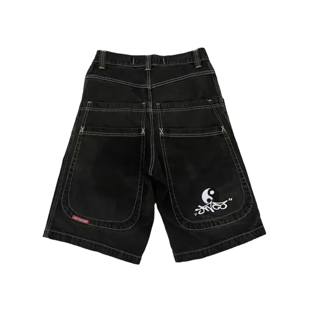 希少 00s Jnco jeans baggy shorts W33 JNCO baggy Denim Shorts Harajuku Y2K Jeans Hip Hop Vintage Letter