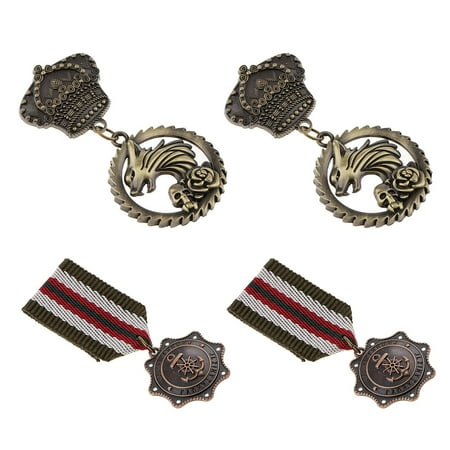 4pcs Medal Badge Charms Brooch Fancy Dress Cosplay Uniform Corsage ...