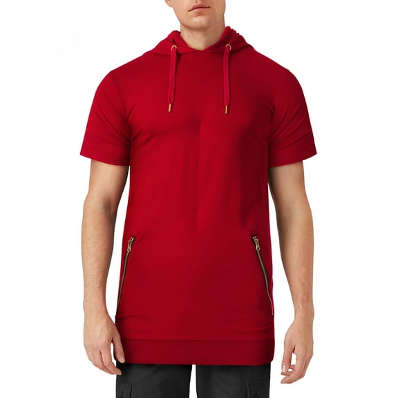 Ma Croix Mens Urban Design Hoodie Zipper Short Sleeve T Shirt