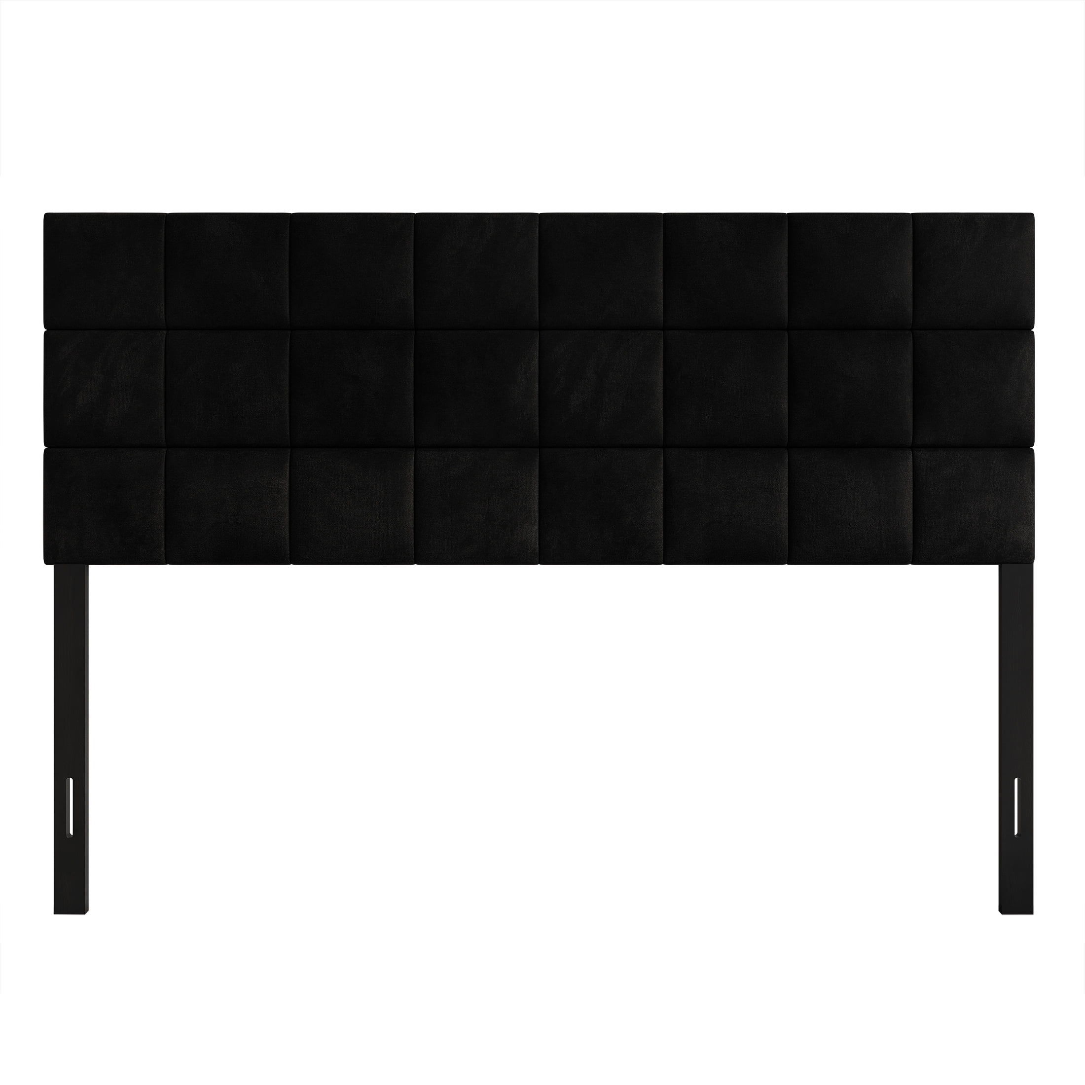 Castle Place Classic Sqaure Tufted Velvet Upholstered Full Headboard, Black
