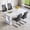 White Table+4 Dark Gray Chairs, variant on ExtraLco 7 Piece Dining Table Set for 6, White Marble Look Table with 6 Black PU Chairs