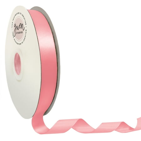 UPC: 0810056347338 | Pink Single Face Satin Ribbon  7/8  x 100 Yards by Gwen Studios