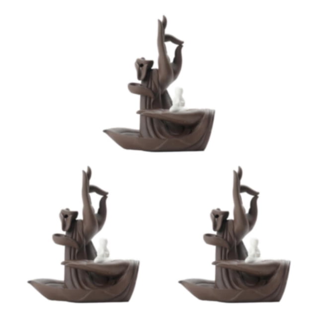 Transemion 1/2/3 Self-Care Routine Home Ceramic Backflow Incense Cone Holder Burner Lines Are Simple Ceramics Wuxiang Yunshui 3PCS