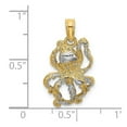 thumbnail image 2 of 14k With Rhodium Octopus Textured / 2-d and Two-color Charm 22x11.9mm Wide 3.2mm Thick Pendant Necklace for Women, 2 of 2