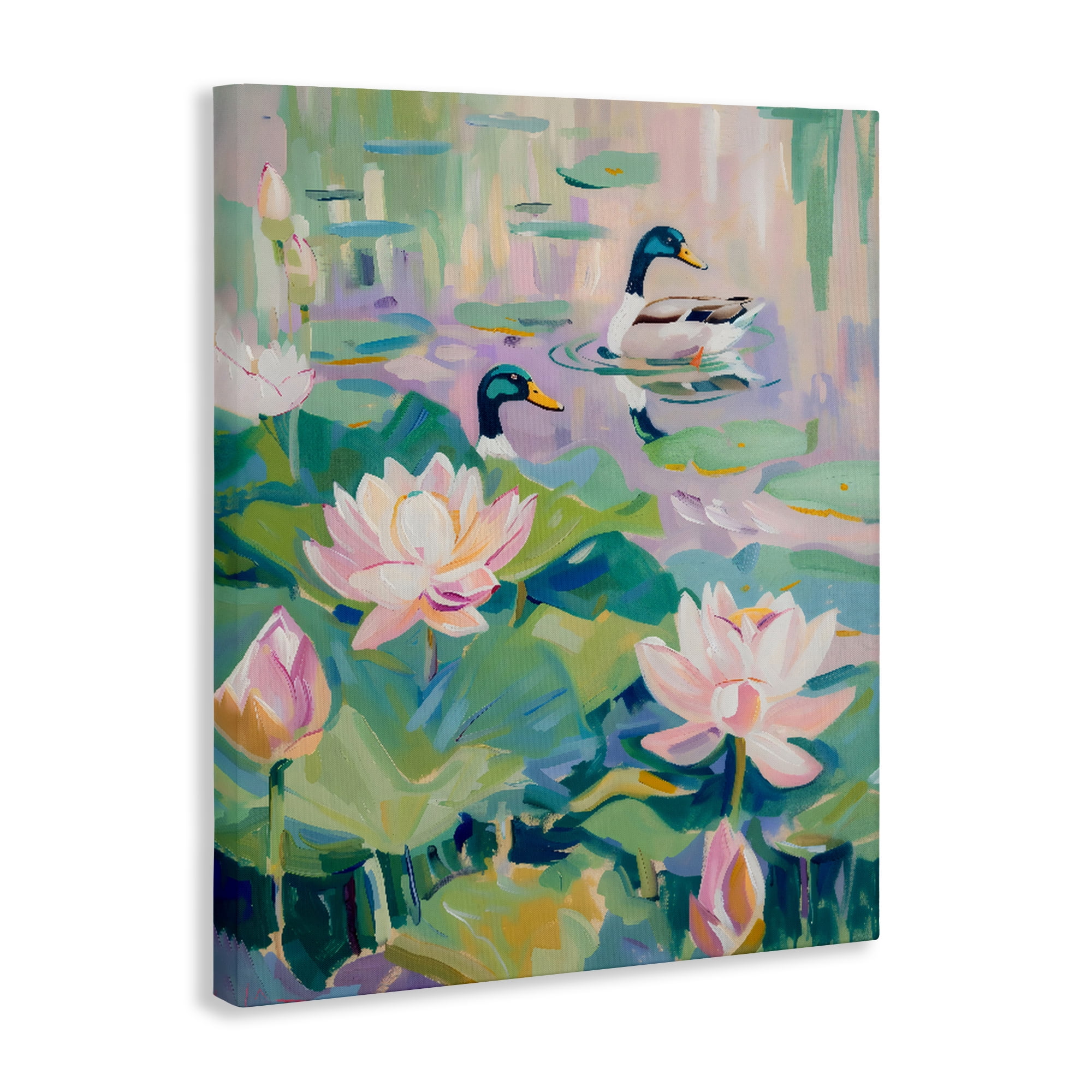 Stupell Industries Duck Pond with Lotus Flowers Canvas Wall Art, design by The Prints Vibe