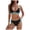 Black, variant on Women's Tie Back Padded High Cut Bralette Bikini Set Two Piece Swimsuit (White, XL)