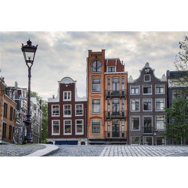 Unique Residential Buildings & A Lamp Post - Amsterdam Netherlands Poster Print by John Short, 19 x 12