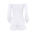 thumbnail image 7 of Women's Elegant Long Sleeve Jumpsuit Women's Fashion Casual Solid Long Sleeve One Shoulder Lace-up Hem Ruffle Jumpsuit, 7 of 7