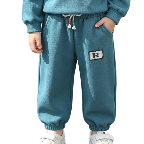 Boys Cotton Sweatpants Baggy Loose Casual Joggers Elastic Waist Drawstring Active with Pockets Kids School Uniform Trousers