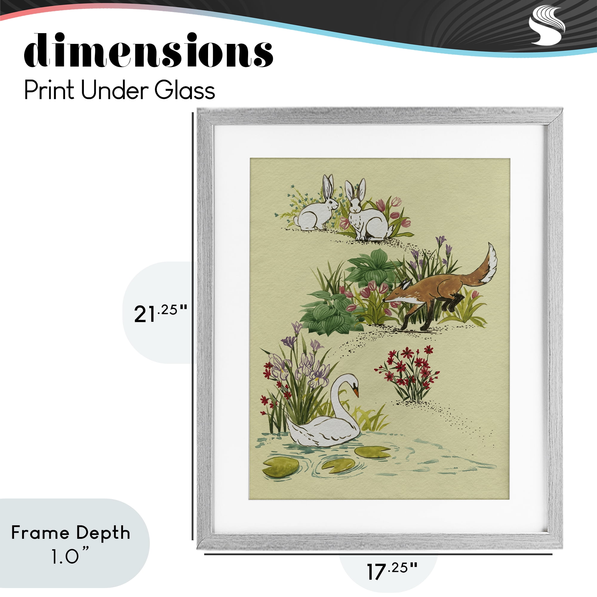 Stupell Industries Animals In Nature Scenes Gray Framed Print Under Glass, design by Grace Popp