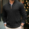 thumbnail image 2 of Men's Cable Knit Quarter Zip Sweater Mock Neck Long Sleeve Pullover Top, 2 of 7