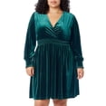 thumbnail image 5 of Briggs Women's Faux Velvet Dress (Green, Large), 5 of 5