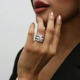 thumbnail image 5 of BERRICLE Sterling Silver 3-Stone Wedding Engagement Rings 2.1 Carat Emerald Cut Cubic Zirconia CZ Ring Set for Women, Rhodium Plated Size 5.5, 5 of 19