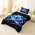 thumbnail image 3 of Castle Fairy Sport Soccer Twin Comforter Sets 2pcs, Abstract Crystal Football Bedding Set, Black Blue White,Black Reversible,1 Comforter and 1 Pillowcase, 3 of 6