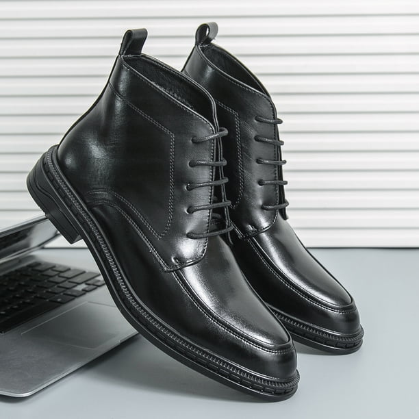 Botas clásicas de cuero de diseñador para hombre, botas Oxford de cuero cortas hasta el tobillo de lujo con punta estrecha, zapatos de vestir de negocios a la moda