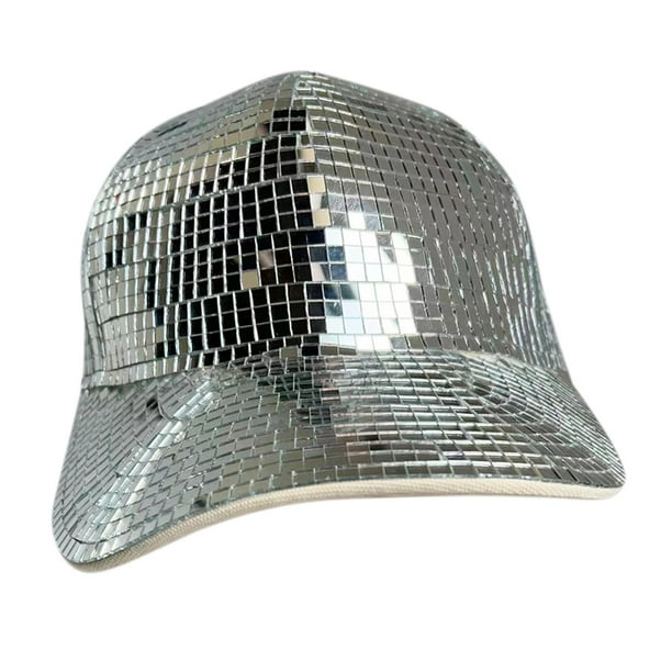 Disco Ball Mirror Hat Disco Cap Sequin Stylish Birthday Supplies Peaked Cap Mirror Ball Hat for Nightclub Stage Holidays Wedding Girls Boys