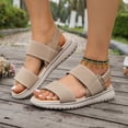 thumbnail image 5 of CQONEPT Sandals for Women Casual Walking Sandal Summer Roman Style Flat Sandals Elastic Strap Comfortable Open Toe Shoes Beige 41, 5 of 6