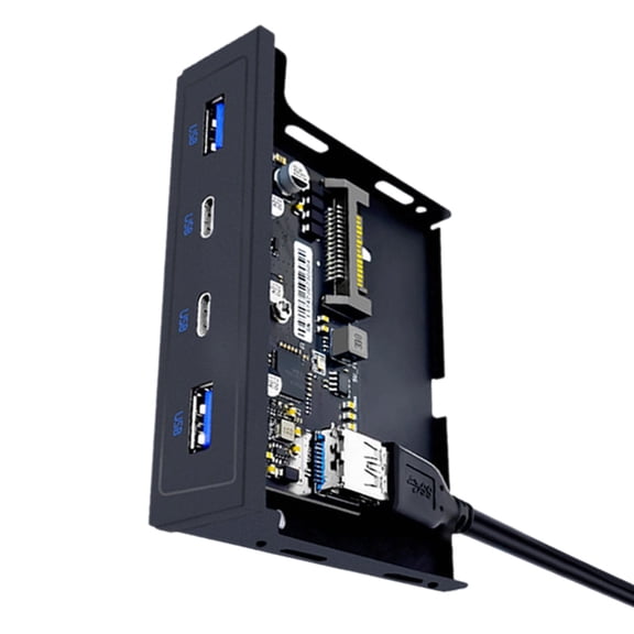 WINDLAND Multiport USB 3.2 Front Panel TypeC Expansion Adapter for Desktops 3.5" Floppy Bay with 4 USB Ports, Easy Installation