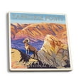 thumbnail image 1 of Death Valley National Park, California, Zabriskie Point and Bighorns, Painterly Series (Absorbent Ceramic Coasters Set of 4 Matching Images, Cork Back, Kitchen Table Decor), 1 of 3