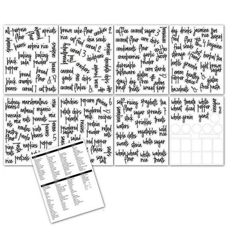 8sheets/Set 170pcs Pantry Label Printed Containers Self-Adhesive Waterproof Label Tags G1k1 Bott Jars Food Stickers