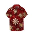 thumbnail image 2 of BLTIBY Christmas Shirt for Men Lapel Button Down Short Sleeve Hawaiian Shirts Xmas Snowman Printed Casual Holiday Shirts Tops Red 3 3XL, 2 of 5
