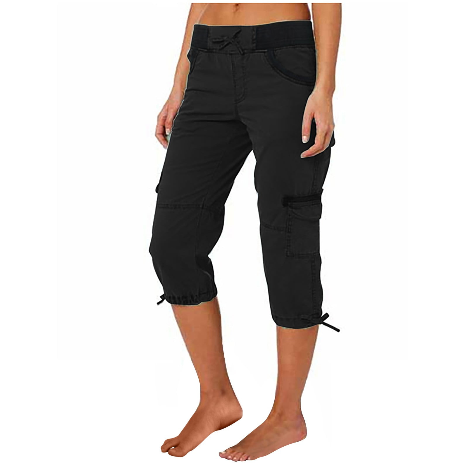 Eddie Bauer Women's Black Hiking Capri Pants Size 12 Lightweight Polyester  Blend