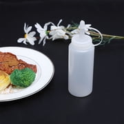 Plastic Squeeze Bottle Attached Oil Sauce Nozzle Cap White 200ml 2 Pcs