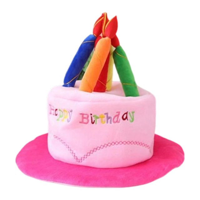 de Sombrero de Pastel de Cumpleaños de Peluche, Encantador Accesorio de Disfraz para Las Fiestas.