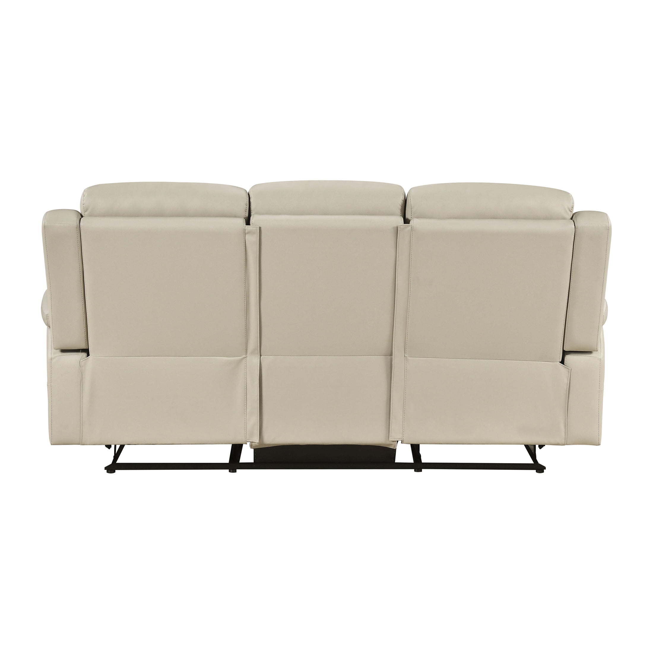OakvillePark Livaro Leather Match Manual Double Reclining Sofa, Beige