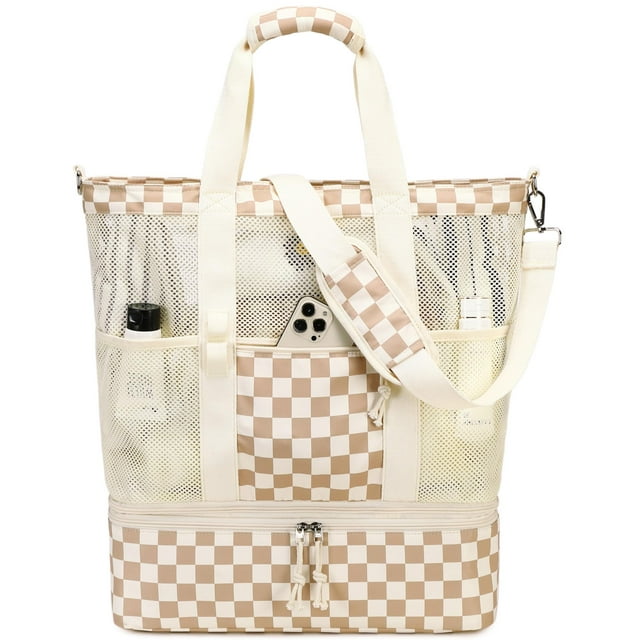Bolsa de playa de malla Bluboon con enfriador aislante