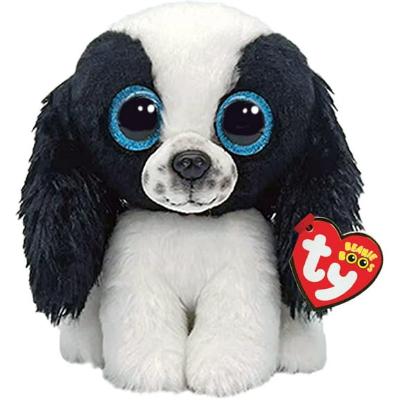 Ty Beanie Boos - Black and White Spaniel Dog (Glittery Eyes) (Regular Size 6" Plush)
