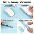 thumbnail image 3 of Leather Desk Pad Protector, Large PU Mouse Pad, Waterproof Office Desk Mat, Non-Slip Desk Blotter Pad with Strap, Writing Pad for Office and Home (Light Blue, 31.5”x15.7”), 3 of 8