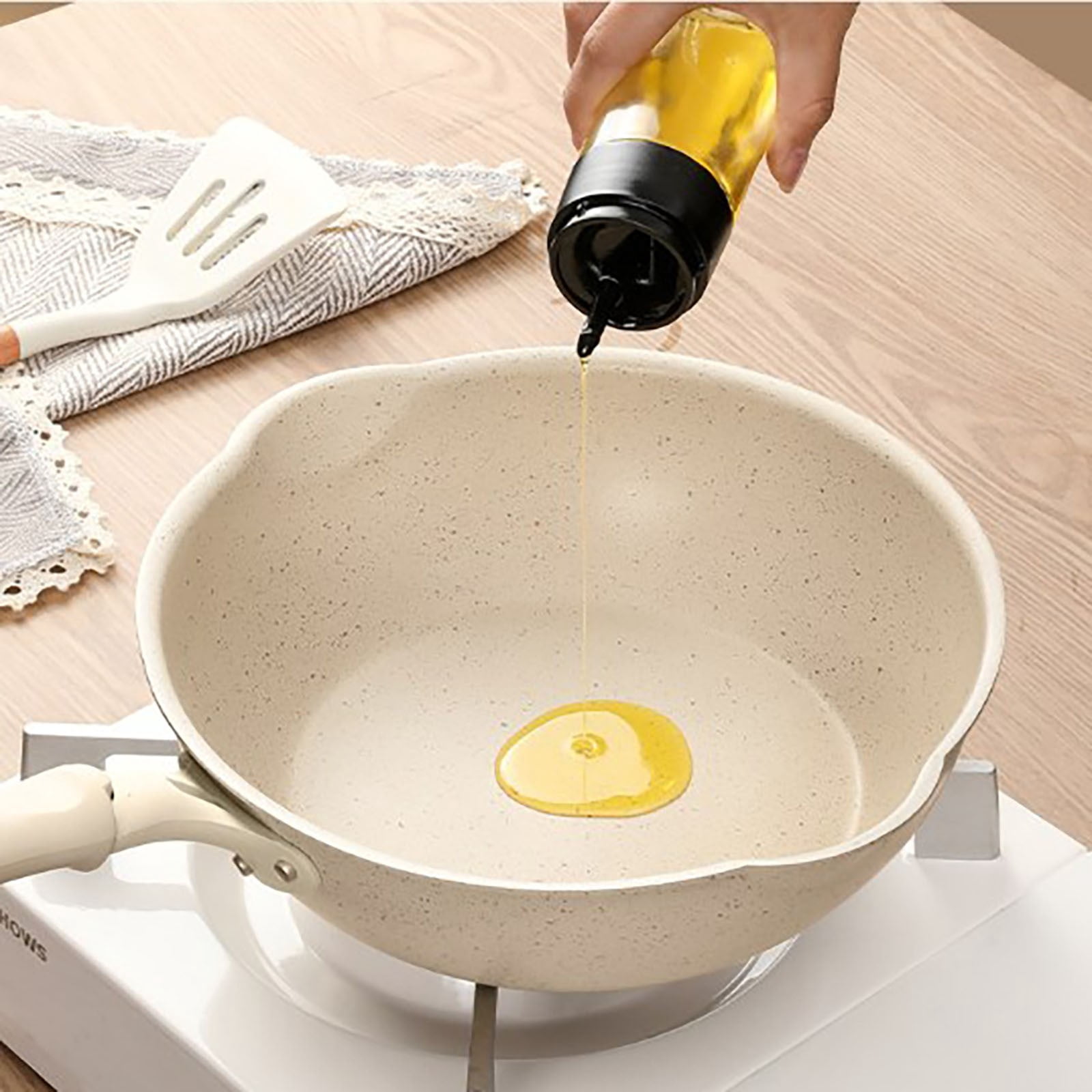 LLDYYDS Non Stick Frying Pan Skillet Nonstick Fry Pan with Glass Lid, Egg Pan Omelet Pans, Granite Cookware White Granite