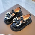 thumbnail image 2 of NOKIO Children'S Mary Jane Flats Kids Mary Jane Loafers Kids Girls Dress Shoes Pearl Bow Princess Shoes Summer Outdoor Soft Rubber Sole Flat Princess Dress Shoes, 2 of 6