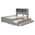 thumbnail image 4 of Full Wood Platform Bed Mattress Foundation with Trundle, Drawers and USB Plugs, Bed Frame Storage Bed w/ Wooden Slats for Boy Girl, No Box Spring Needed, Easy Assembly, 4 of 9