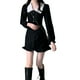 thumbnail image 1 of Vestido mini negro, vestido mini de manga larga, vestido corto con cuello de muñeca, vestido corto de manga larga, tecnología innovadora, 1 of 9