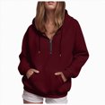 thumbnail image 3 of Godom Quarter Zip Womens Hoodies Drawstring Hooded Sweatshirts for Woman with Pocket Fashion Sweatshirt, 3 of 6