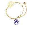thumbnail image 2 of Delight Jewelry Acrylic Small Paw Purple Gold-tone Flower Link Chain Bracelet, 6.75"+2" Extender, 2 of 4