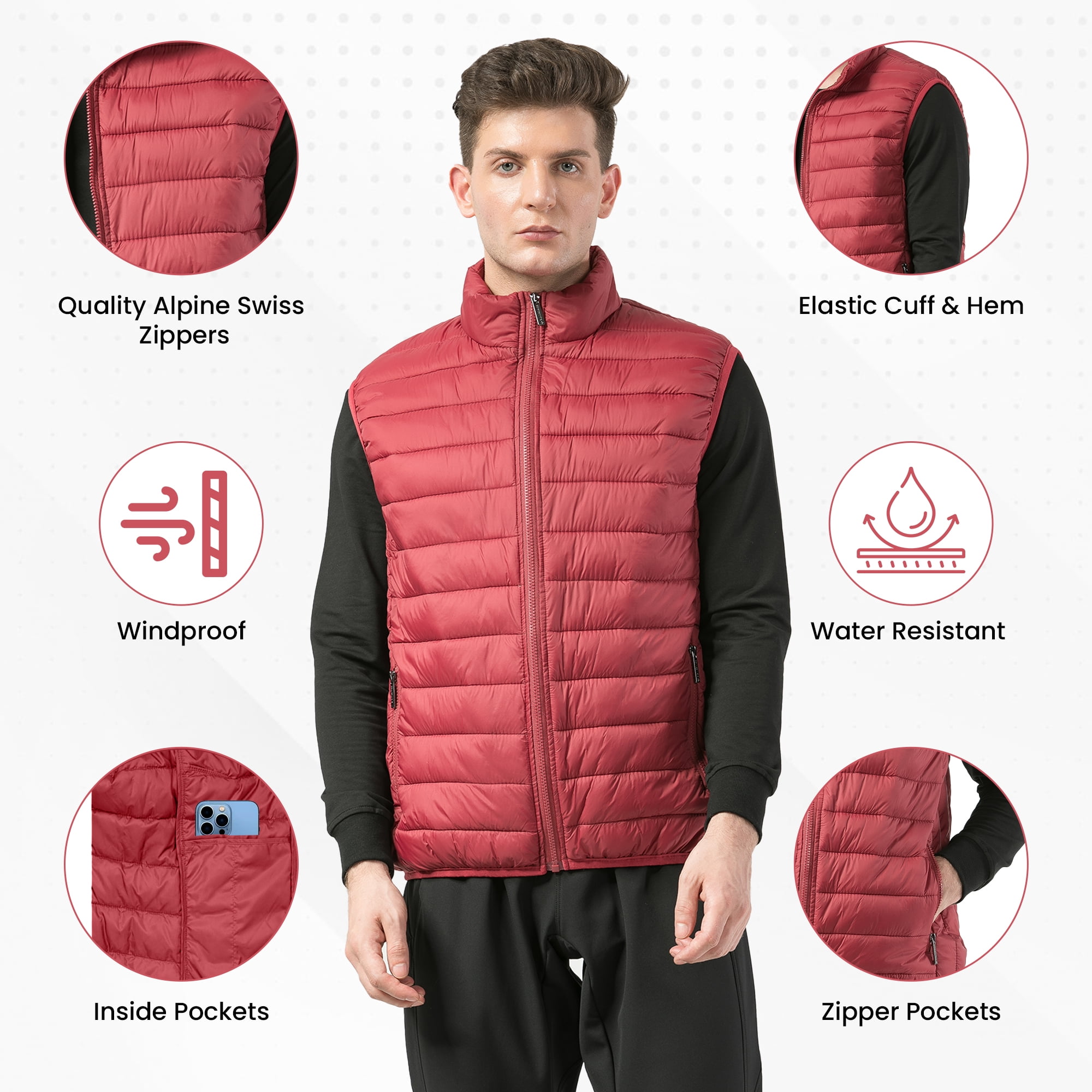Alpine Swiss Clark Mens Puffer Vest Down Alternative Water