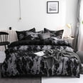 thumbnail image 2 of Maplenight Premium 3-Piece Full Bedding Set, Sheet Set, Cooling Bed Sheets for Hot Sleepers - Soft Polyester, Stylish Two-Sided Design, Machine Washable - Perfect Gift for Home Decor Black, 2 of 6