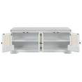 thumbnail image 4 of 2-Tier Storage Bench Cabinet, 47" Entryway Shoe Bench with Cushion, Wood Shoe Organizer with Adjustable Shelves, Rattan Doors, for Living Room,Hallway, 4 of 9