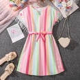 thumbnail image 2 of Gbsyewxs Dress For Girls V Neck Short Sleeve Tassel Patchwork Fashion Summer Kids Dresses Pink Size 8-9 Years, 2 of 9