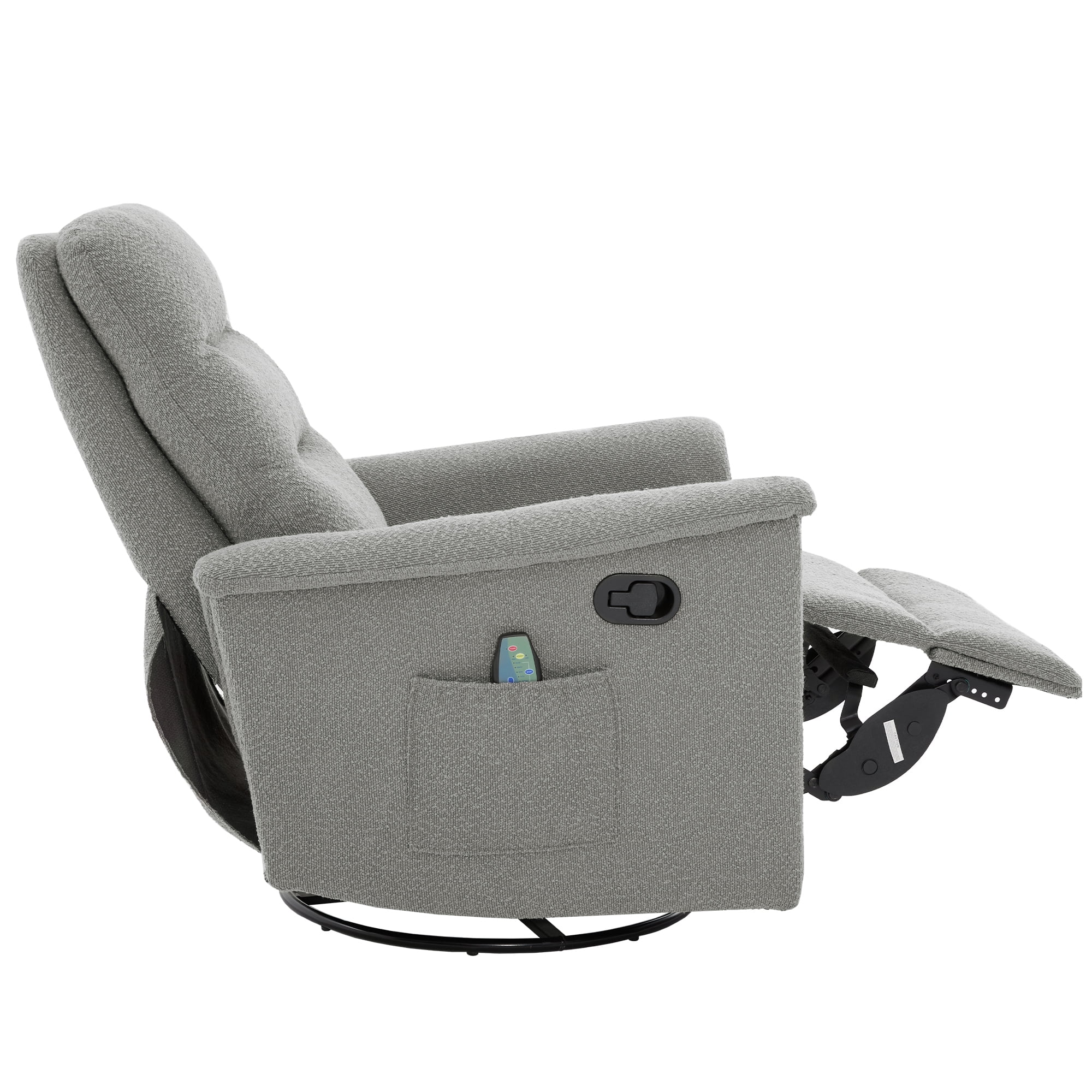 Euroco Manual Recliner Chair, 270° Swivel Rocker Chair with 8-Point Massage Function and Adjustable Backrest,Nursery Rocking Recliner for Living Room, Bedroom and Nursery,Grey
