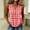 Red, variant on IUYRTFE Women's Sleeveless V Neck Gingham Plaid Tank Top 100% Linen Relaxed Fit Summer Casual Blouse