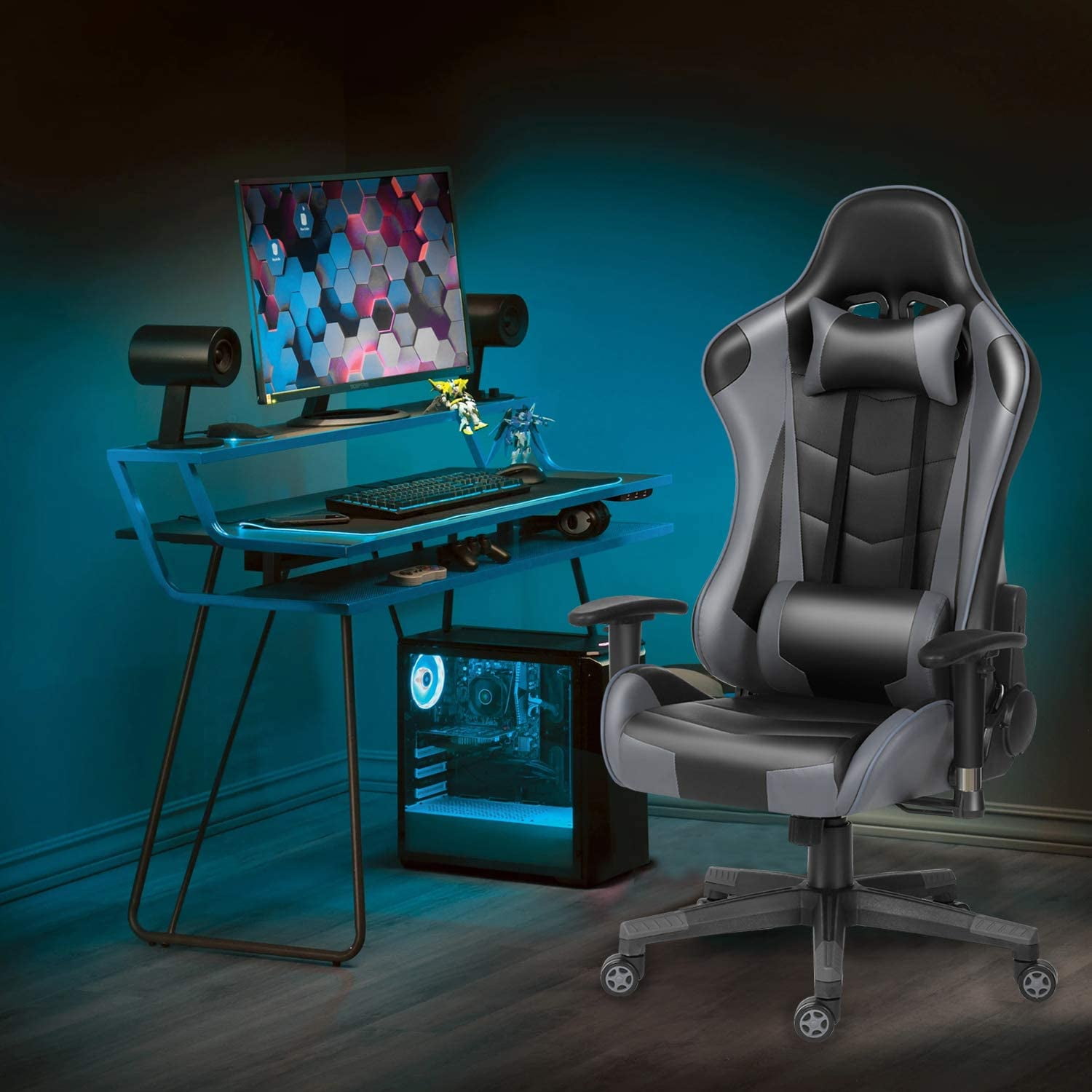 Details about   Ergonomic Reclining Massage Office Computer Chair Gaming Chair w Footrest 