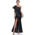 thumbnail image 4 of HSHDLDF Women's One Shoulder Ruffled Split Mermaid Evening Gown Cocktail Long Formal Dress, 4 of 6