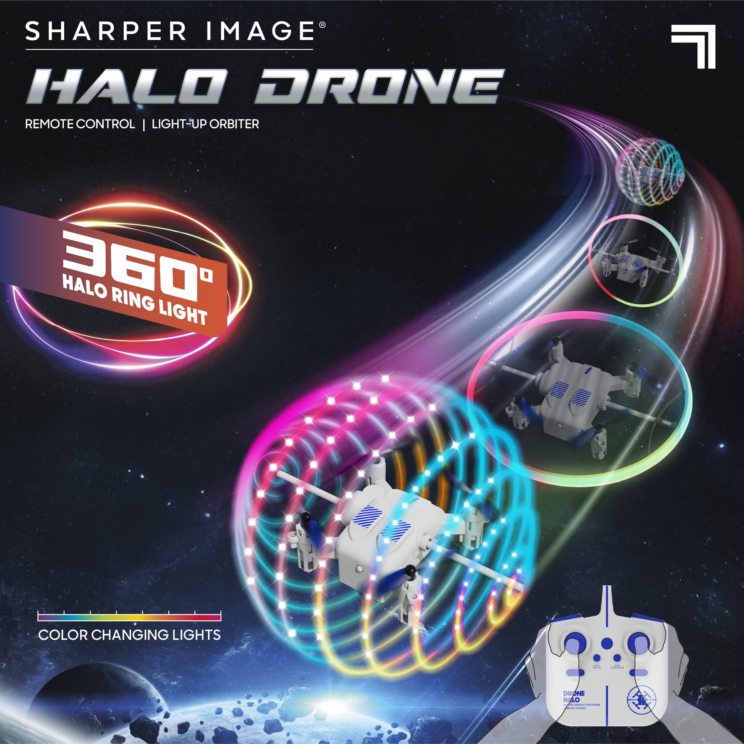 Sharper Image® Halo Drone – Orbiteur lumineux téléguidé