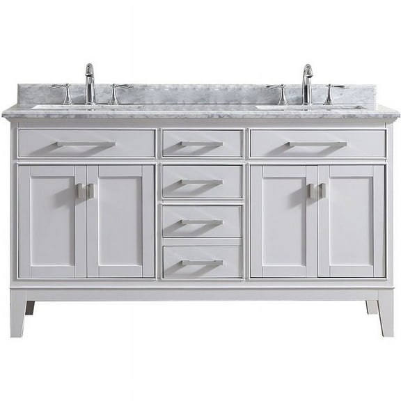 Ari Kitchen & Bath Danny 60" Solid Wood Bathroom Vanity in White